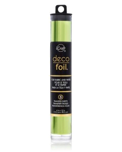 iCraft Deco Foil Pack of 5 Sheets 15 x 30cm - Lime (Satin)