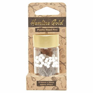 Hemline Gold Plastic Headed Pins in White