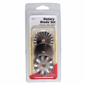 Sew Easy Rotary Blade Set  Pinking Skip and Wave Blades - 45mm