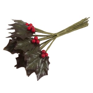 Holly Leaves and Berries: Double 12 Stems
