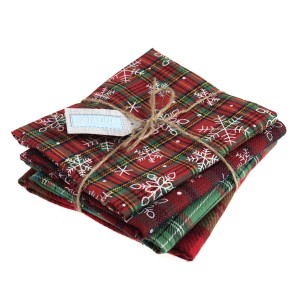 Fat Quarter Pack of 4 pieces - Christmas Tartan Green