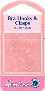 Bra Hooks & Clasps: Clear: 9mm