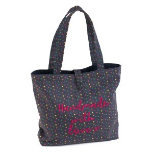 Craft Bag Shoulder Tote Embroidered Slogan - Hearts