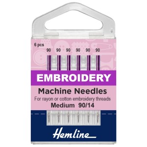 Hemline Embroidery Sewing Machine Needles - Size 90/14