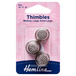Hemline Thimble Metal 3 Assorted Sizes