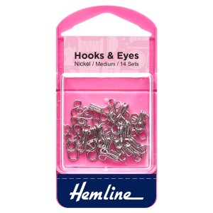 Hemline Hooks and Eyes Nickel - Size 2