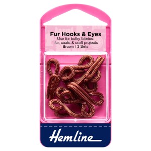 Hemline Fur Hooks and Eyes Brown - Size 3