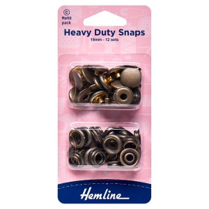 Hemline Heavy Duty Snaps Refill Pack of Antique Brass - 15mm
