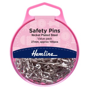 Hemline Safety Pins Value Pack of - Nickel - 100pcs