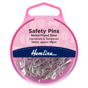 Hemline Safety Pins 34mm - Nickel - 30pcs