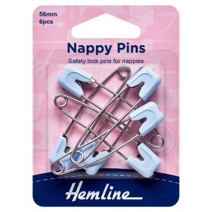 Hemline Nappy Pins 56mm - Blue