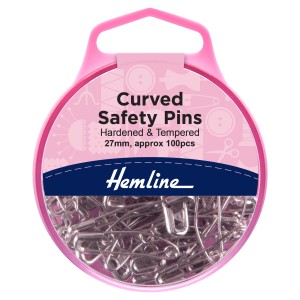 Hemline Curved Safety Pins Nickel - 27mm - 100pcs