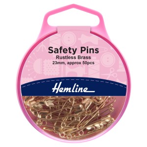 Hemline Safety Pins Brass - 23mm - 50pcs