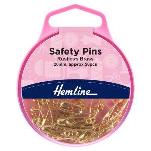 Hemline Safety Pins Brass - 20mm - 50pcs