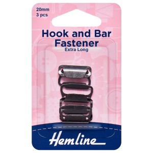 Hemline Hook and Bar Fastener Black - 20mm