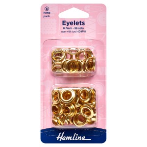 Hemline Eyelets Refill Pack of Gold/Brass - 8.7mm (E)