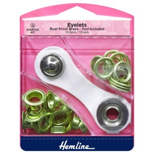 Hemline Eyelets Starter Kit 10.5mm Gold (F) 15 Pieces