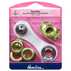 Hemline Eyelets Starter Kit Gold - 14mm (G)