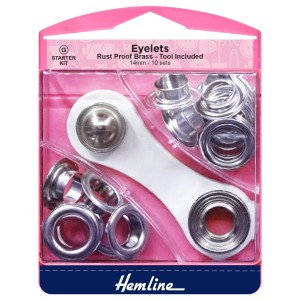 Hemline Eyelets Starter Kit Nickel/Silver - 14mm (G)