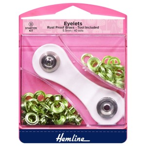 Hemline Eyelets Starter Kit 5.5mm Gold (D) 40 Pieces