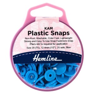 Hemline KAM Plastic Snaps 25 x 12.4mm Sets Blue