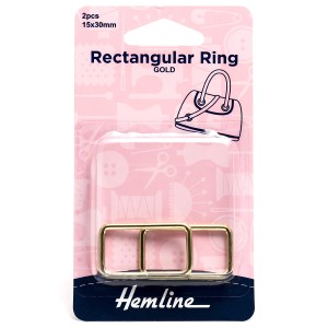 Hemline Rectangular Ring 30mm Gold 2 Pieces