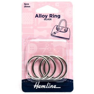 Hemline Alloy Ring 26mm Nickel 4 Pieces