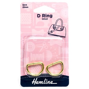 Hemline D Ring 20mm Gold 2 Pieces