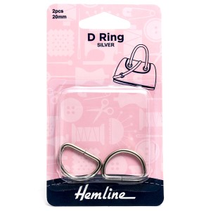 Hemline D Ring 20mm Nickel 2 Pieces