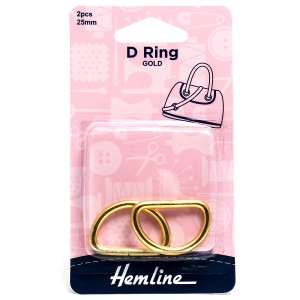 Hemline D Ring 25mm Gold 2 Pieces