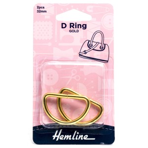 Hemline D Ring 32mm Gold 2 Pieces