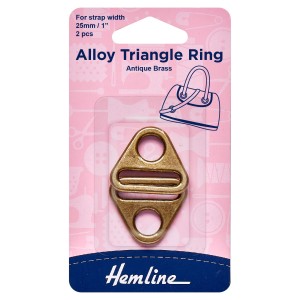 Hemline Alloy Triangle Rings 25mm Brass 2 Pieces