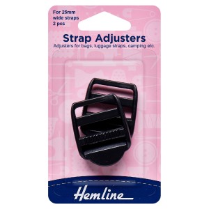 Hemline Strap Adjustable Buckle Black 25mm