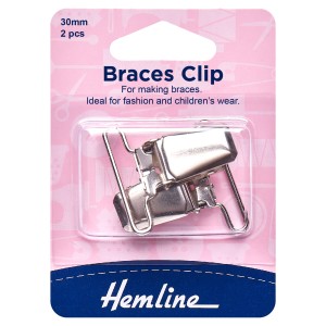 Hemline Braces Clip 30mm Nickel 2 Pieces