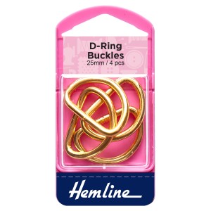 Hemline D Rings Gold - 25mm - 4pcs