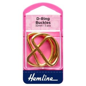 Hemline D Rings 32mm Gold 3 Pieces