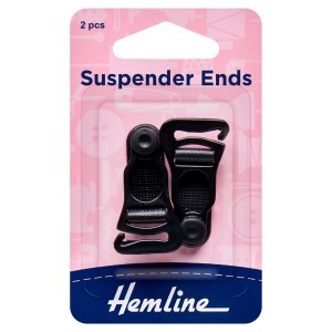 Hemline Suspender Ends Black - 1 pair