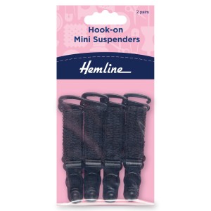 Hemline Hook-on Mini Suspenders Black - 2 pairs