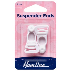 Hemline Suspender Ends White - 1 pair