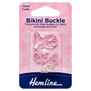 Hemline Bikini Buckles 12mm Clear 2 Sets
