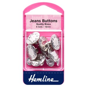 Hemline Jean Buttons Nickel - 16mm