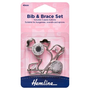 Hemline Bib and Brace Set Nickel - 40mm
