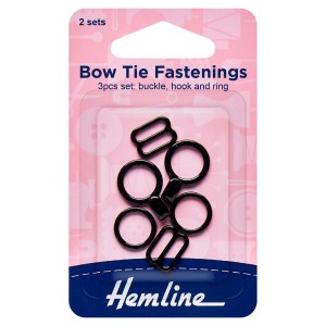 Hemline Bow Tie Set Black 2 Sets