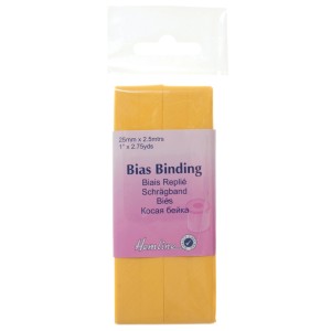 Hemline Bias Binding Polycotton 2.5m x 25mm Lemon