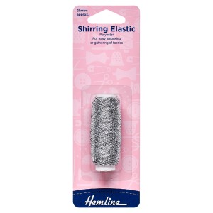 Hemline Shirring Elastic 20m x 0.75mm Silver