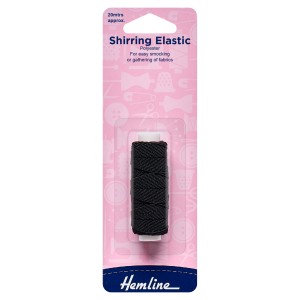 Hemline Shirring Elastic 20m x 0.75mm Black