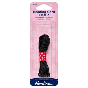 Hemline Beading Cord Elastic Black 5 Pack ofs of 4.5m x 1.3mm