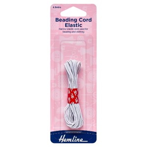 Hemline Beading Cord Elastic White 5 Pack ofs of 4.5m x 1.3mm