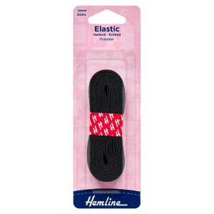 Hemline General Purpose Knitted Elastic Black - 2m x 12mm