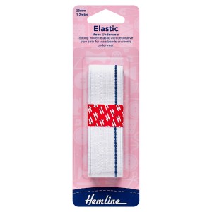 Hemline Mens Underwear Elastic 1.2m x 28mm White